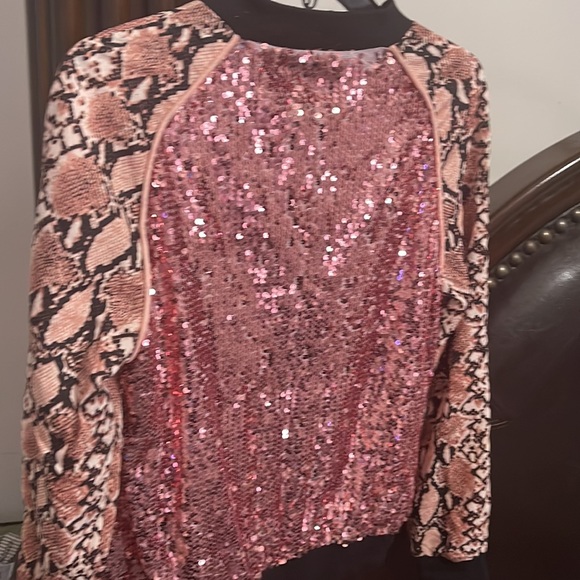 Glitter Jacket with leopArd sleeve worn once.. - Picture 3 of 3